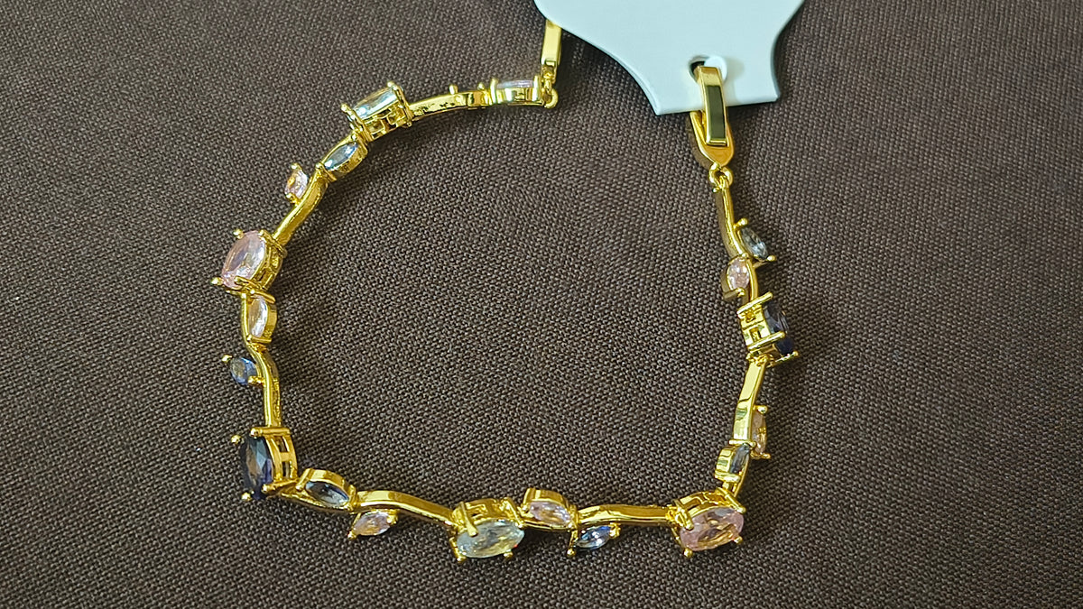 Golden Plated Tulip Chain Bracelet Multi color