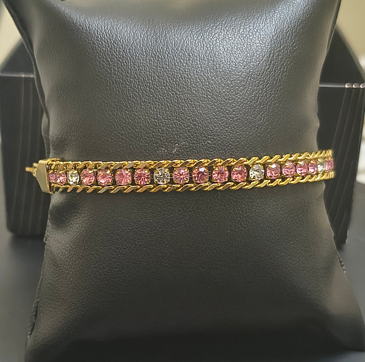 Golden Plating Pink Stone Tennis Bracelet
