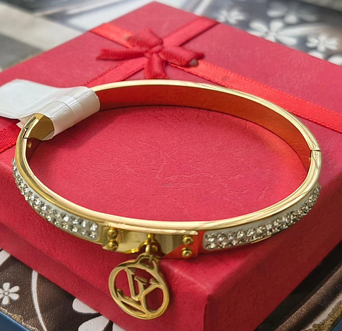 Golden Plated LV initialled Openable Bracelet