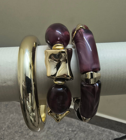 Stretchable and Fixed Stack of Acrylic Bangles
