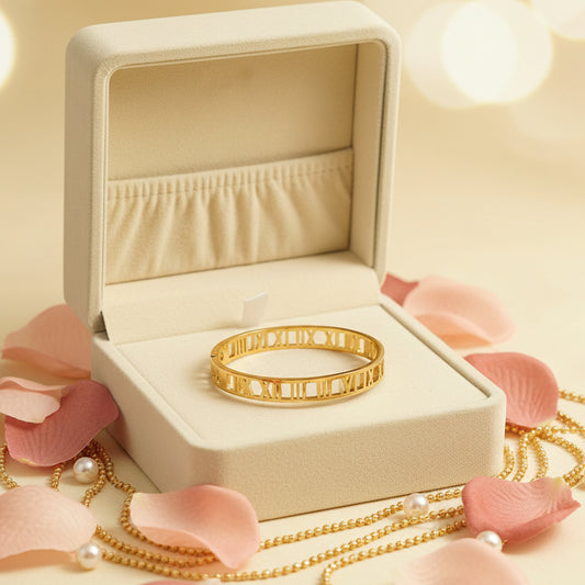 Golden Plated Roman Designs Openable Bracelet