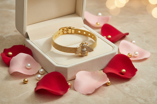 Golden Plated Bee design Watch Strap Bracelet
