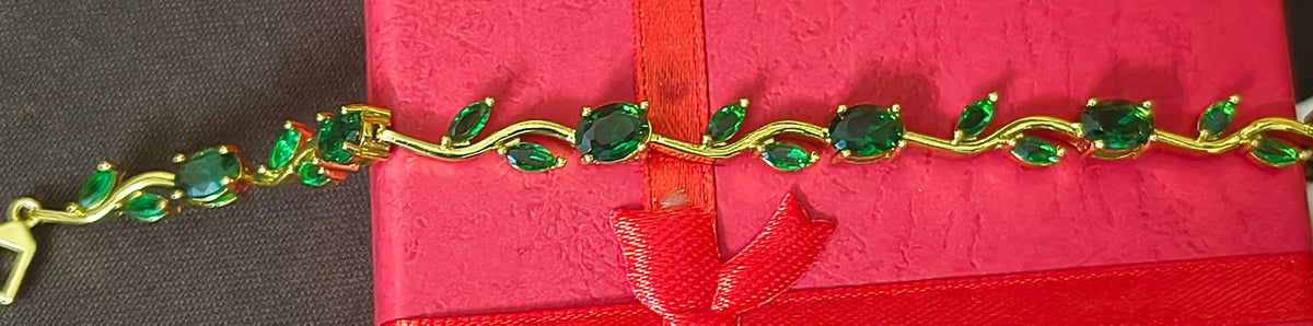Golden Plated Tulip Chain Bracelet - Full green