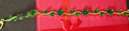Golden Plated Tulip Chain Bracelet - Full green