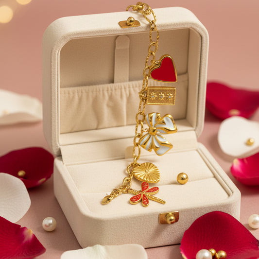 Golden Plated Dragon & Bow charm Bracelet