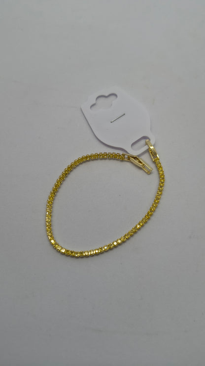 Golden Plated Yellow Small Stone Tennis Bracelet