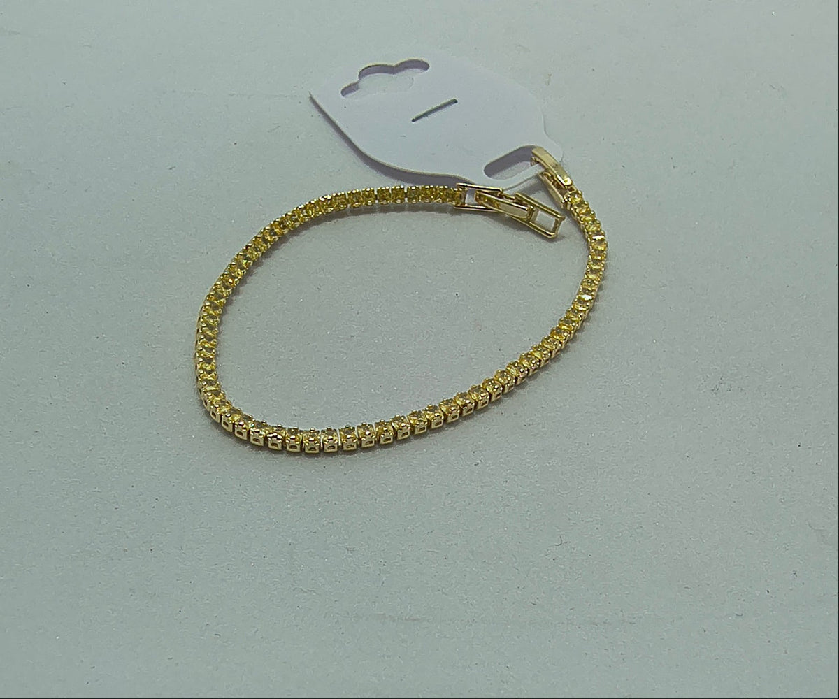 Golden Plated Yellow Small Stone Tennis Bracelet