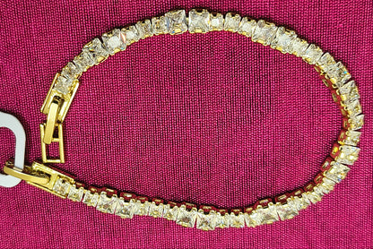 Golden Plated-White big and small stone Openable Tennis Bracelet