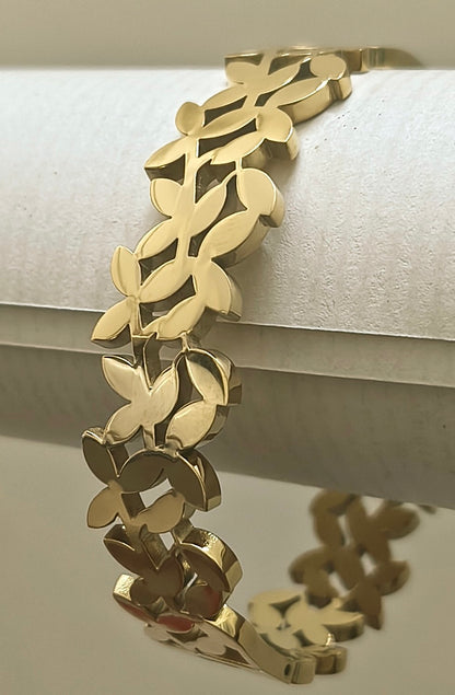 Golden-Plated Leaf Link Openable Bracelet