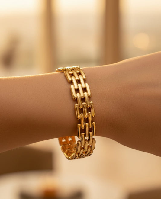 Gold-Plated Box Link Design Openable Bracelet