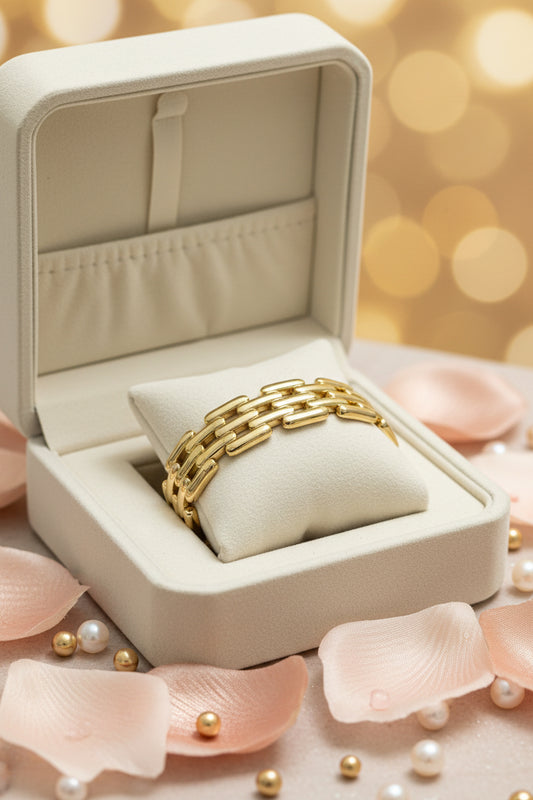 Gold-Plated Box Link Design Openable Bracelet