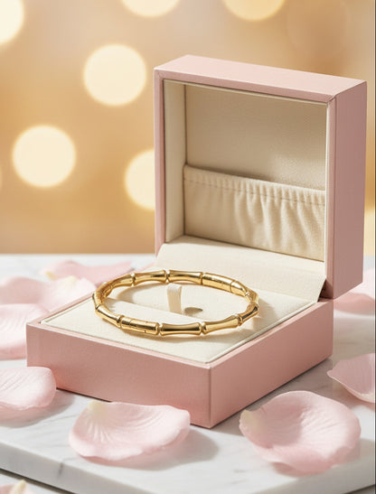Golden-Plated Bamboo Design Openable Bracelet