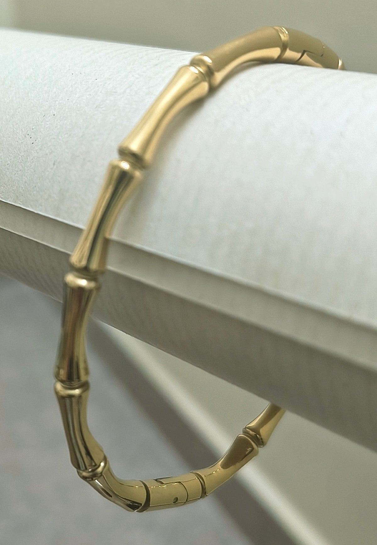 Golden-Plated Bamboo Design Openable Bracelet