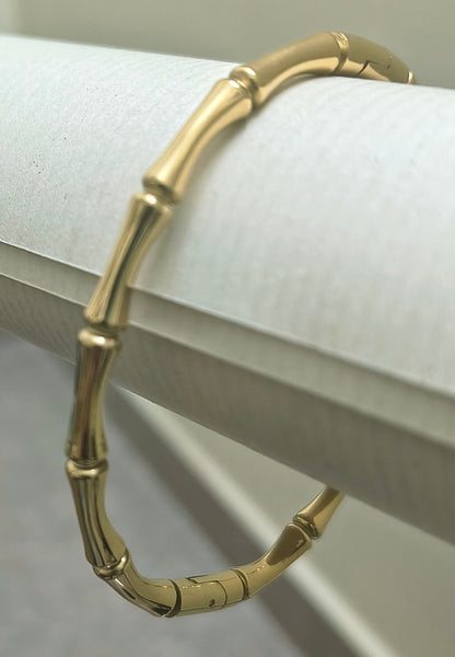 Golden-Plated Bamboo Design Openable Bracelet