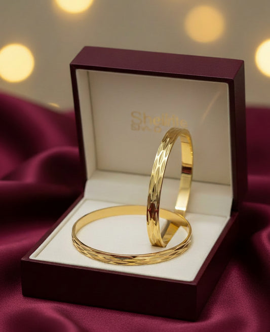Gold-Plated-Self Design-Diamond Cut-Openable Bracelet