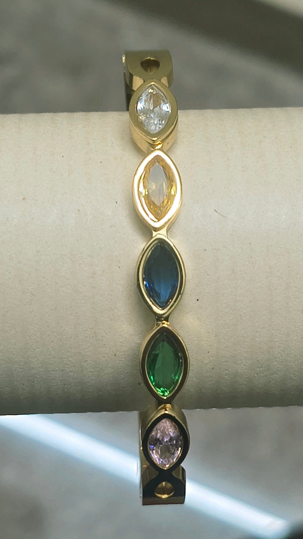 Gold-Plated Multicolour Stone Openable Bracelet