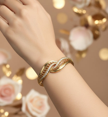 Golden Plated Clasp Design with White Stone Openable Bracelet