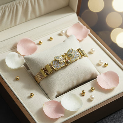 Golden Plated Dragon fly Design Watch Strap Bracelet