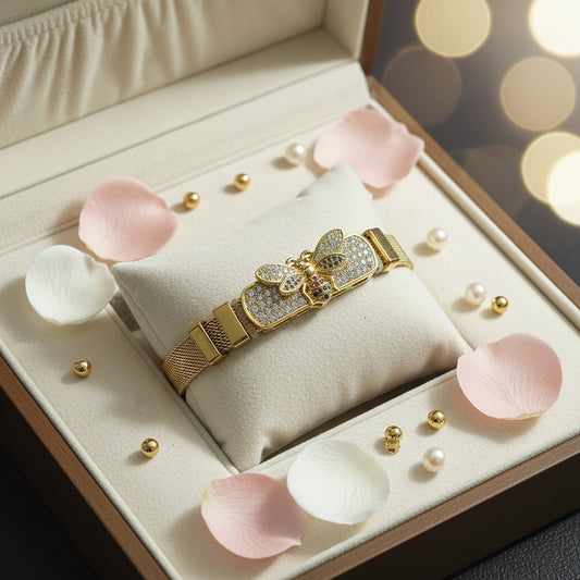 Golden Plated Dragon fly Design Watch Strap Bracelet