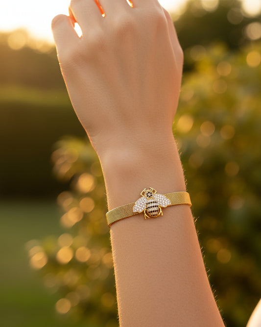 Golden Plated Bee design Watch Strap Bracelet