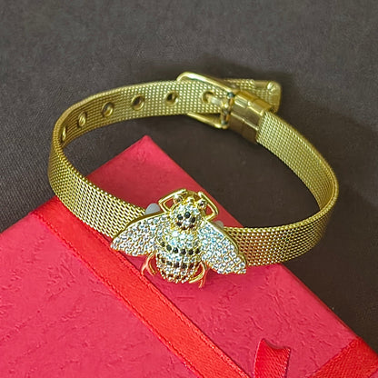 Golden Plated Bee design Watch Strap Bracelet