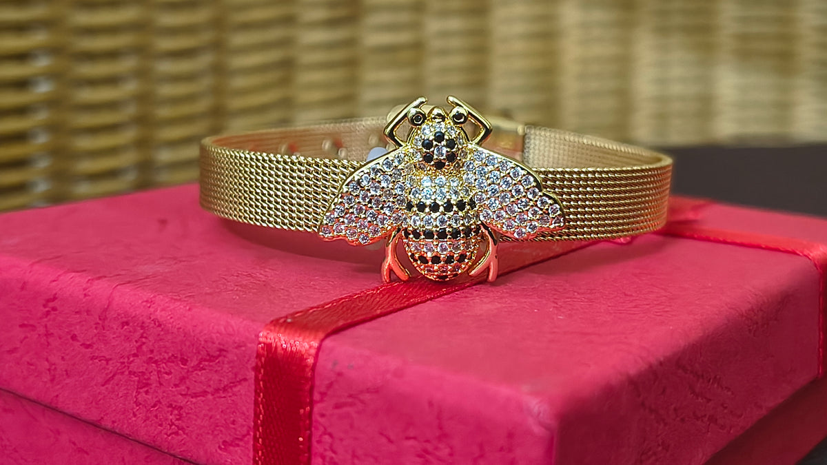 Golden Plated Bee design Watch Strap Bracelet