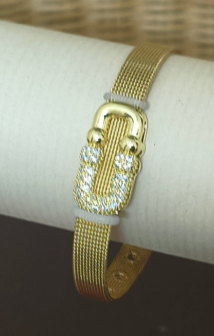 Golden Plated Buckle Clasp Watch Bracelet