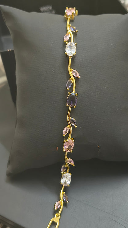 Golden Plated Tulip Chain Bracelet Multi color