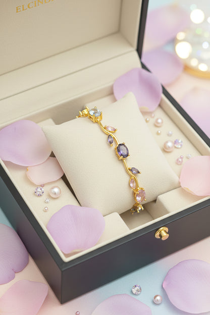 Golden Plated Tulip Chain Bracelet Multi color