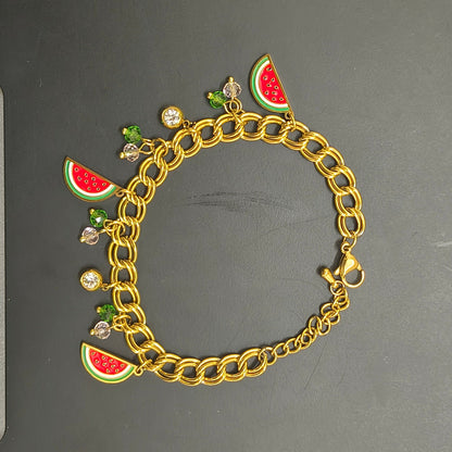 Golden Plated Water Melon Charm Bracelet