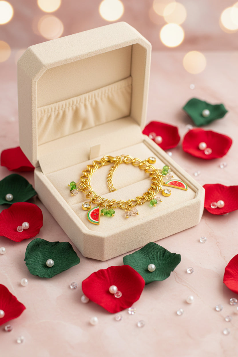 Golden Plated Water Melon Charm Bracelet