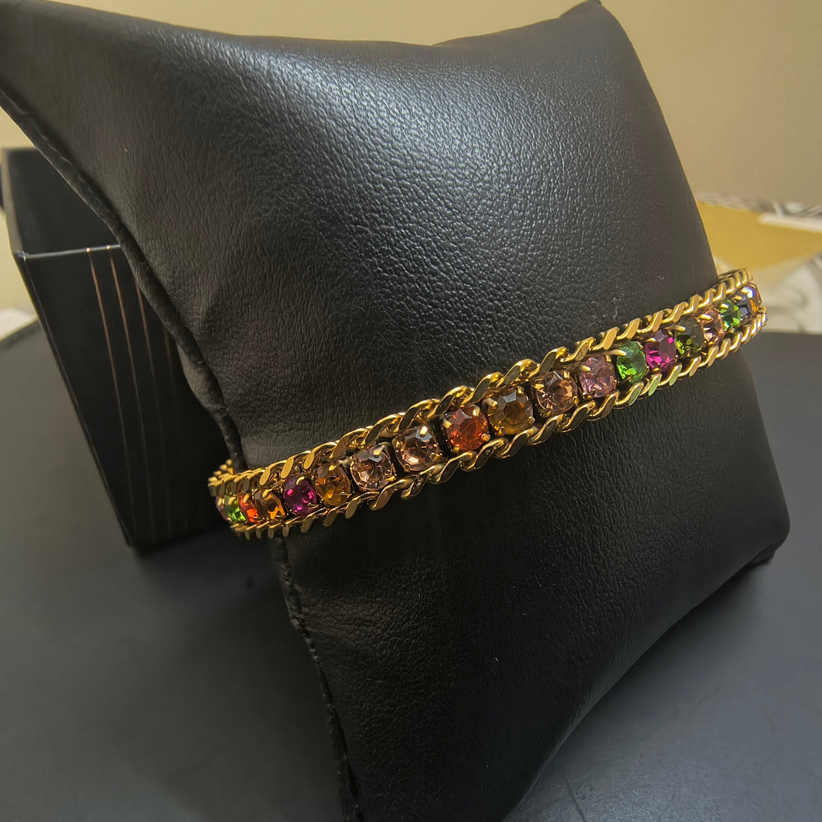 Golden Plating Multi color Stone Tennis Bracelet