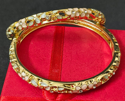 Gold Plated Meenakari Enamel Openable Bracelet-Green