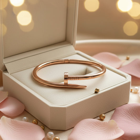 Rose Gold Plated Nail Bend Openable Bracelet