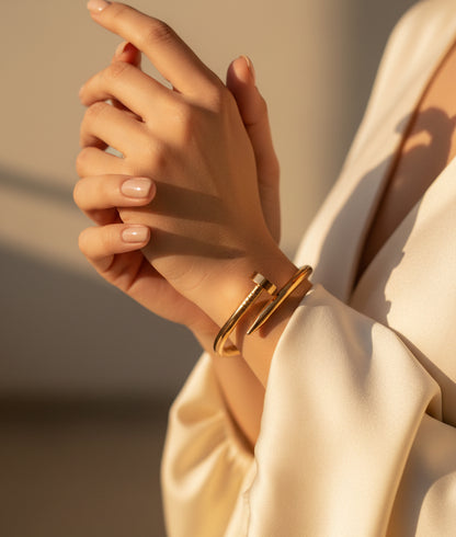 Rose Gold Plated Nail Bend Openable Bracelet