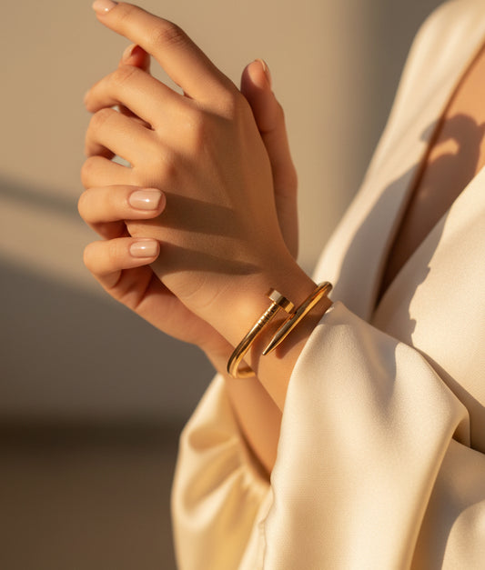 Rose Gold Plated Nail Bend Openable Bracelet