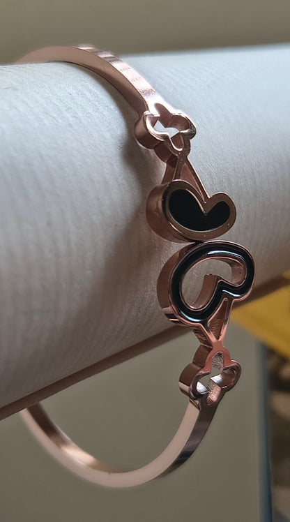 Rose Golden Plated Bean Design Openable Bracelet