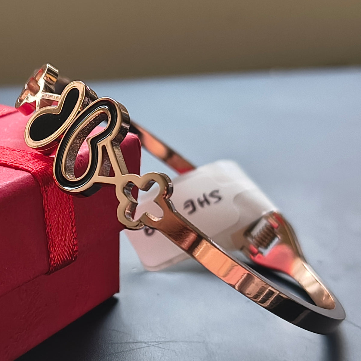 Rose Golden Plated Bean Design Openable Bracelet
