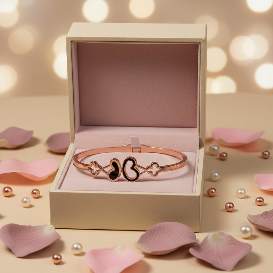 Rose Golden Plated Bean Design Openable Bracelet