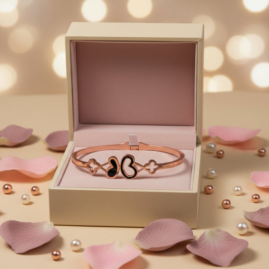 Rose Golden Plated Bean Design Openable Bracelet