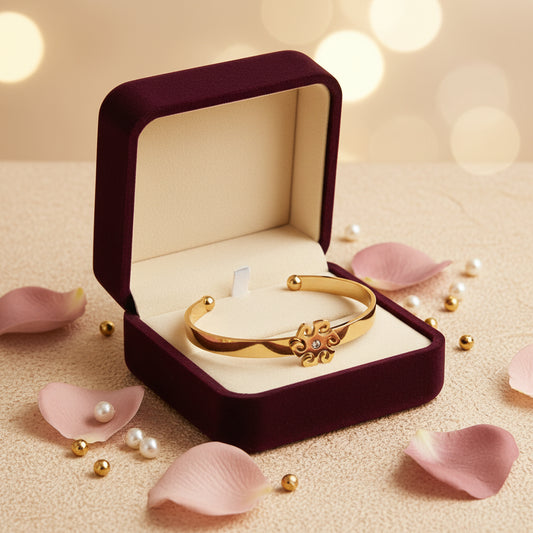 Golden Plated Floral design Cuff Bracelet