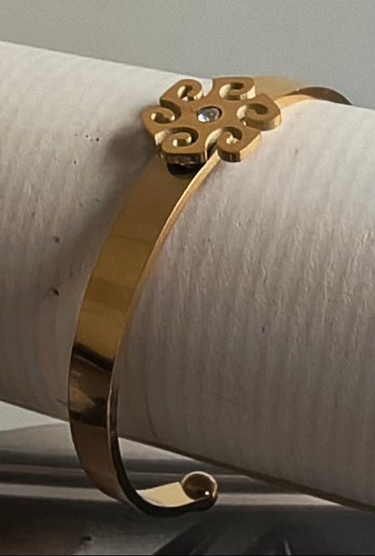 Golden Plated Floral design Cuff Bracelet