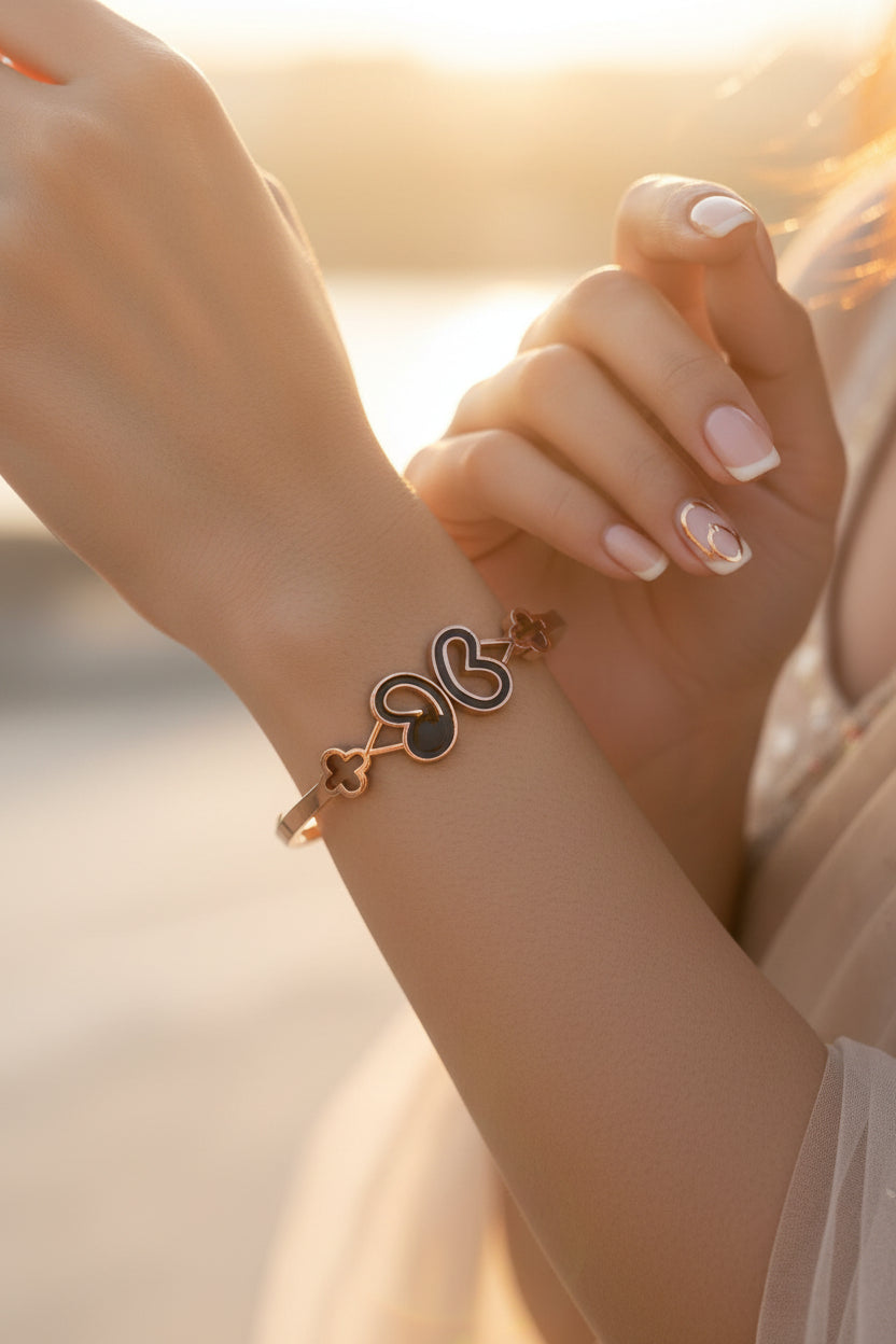 Rose Golden Plated Bean Design Openable Bracelet