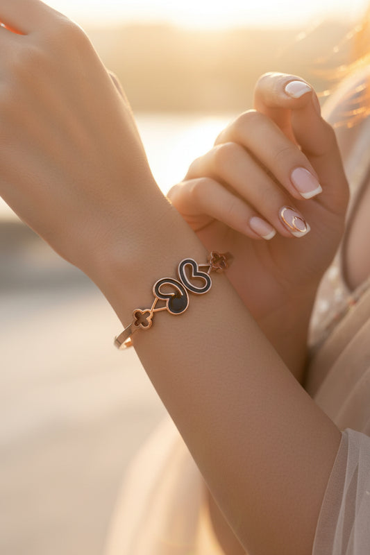 Rose Golden Plated Bean Design Openable Bracelet