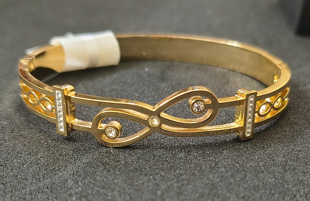Golen-Plated Infinity Design-White Stone Openable Bracelet
