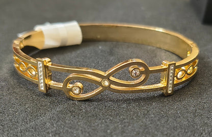 Golen-Plated Infinity Design-White Stone Openable Bracelet
