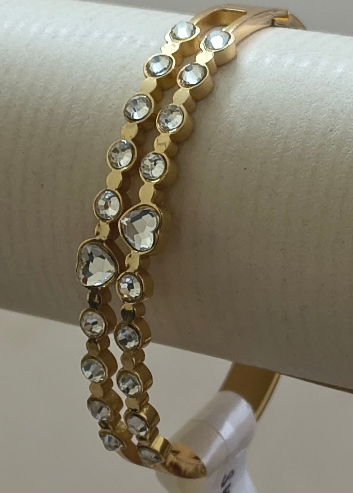 Golden Plated 2 layer of White Stone Openable Bracelet
