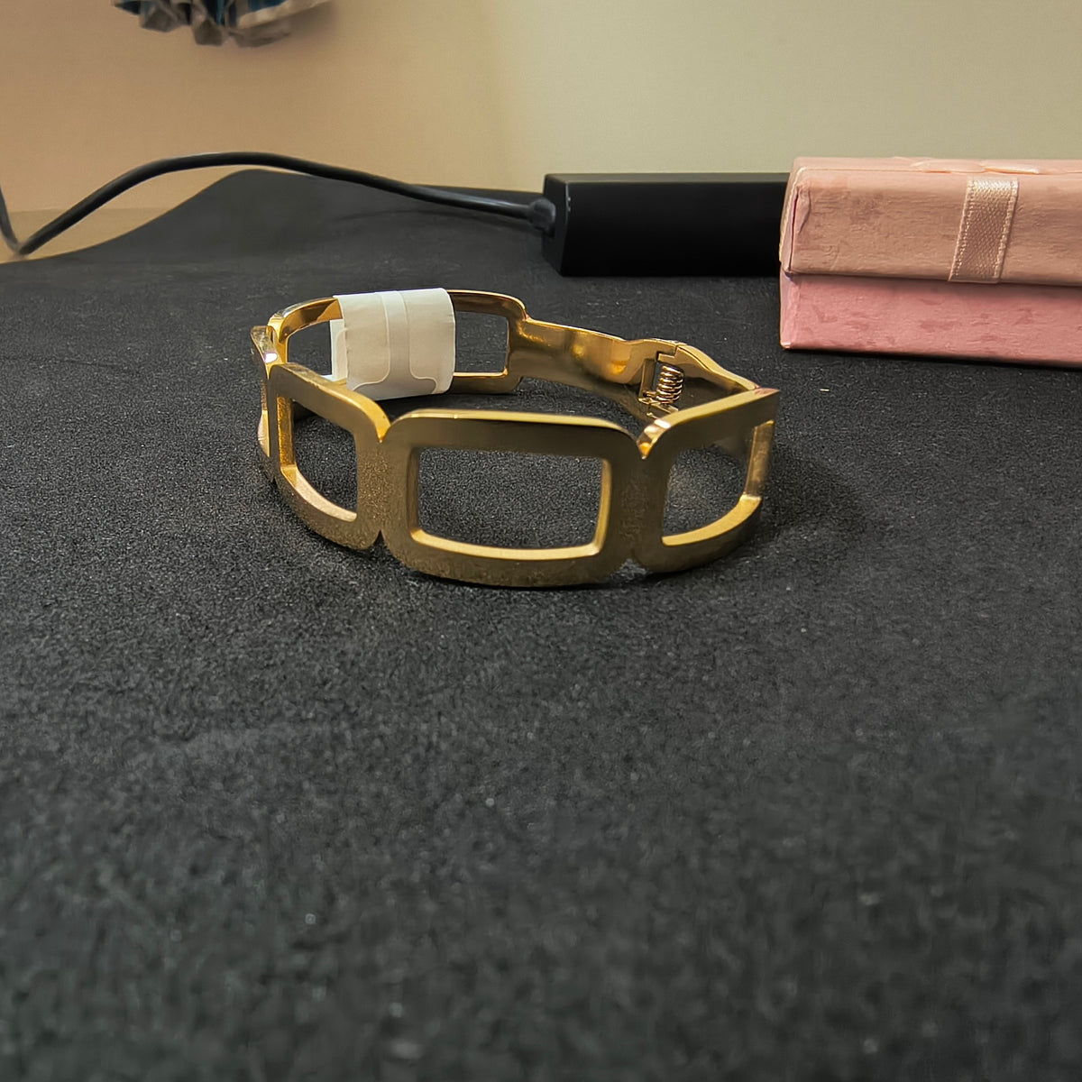Golden Plated Squared Blocks Openable bracelet