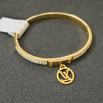 Golden Plated LV initialled Openable Bracelet