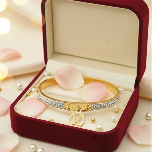 Golden Plated LV initialled Openable Bracelet